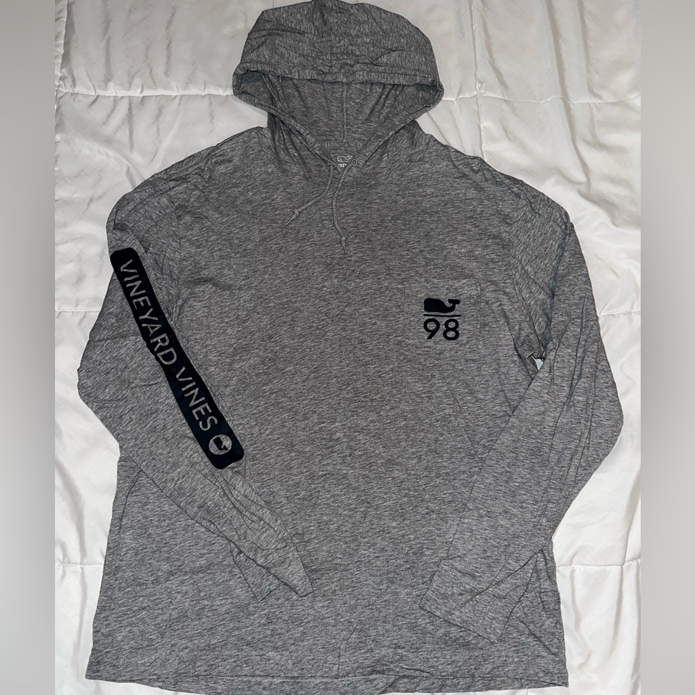 Vineyard Vines, Medium, Grey and Blue, Long Sleeve T-Shirt Hoodie